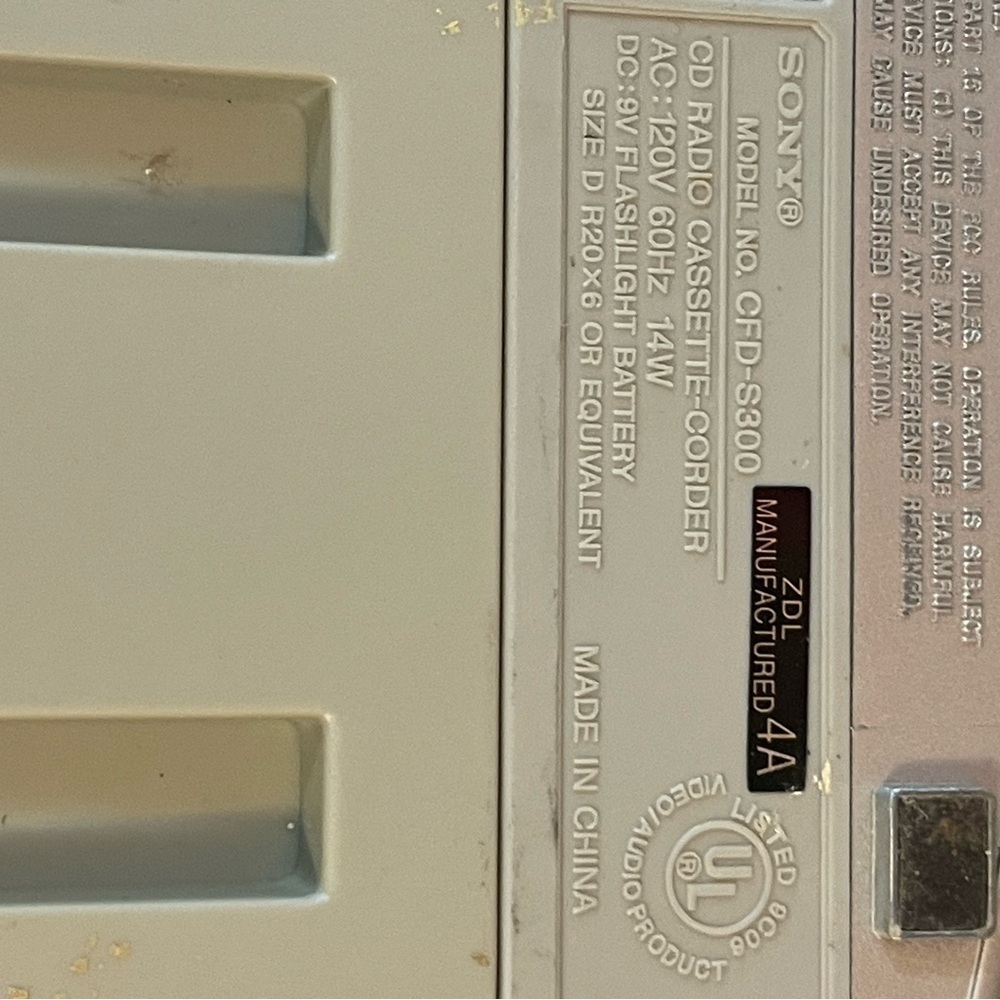 Sony CFD-S300 AM FM Radio CD Player Cassette Recorder Boombox Working Condition - Picture 6 of 13